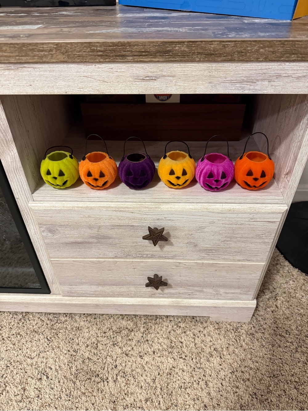 Set of 6 Mini Halloween Velvet Jack-O'-Lantern Pumpkin Treat Buckets Pails